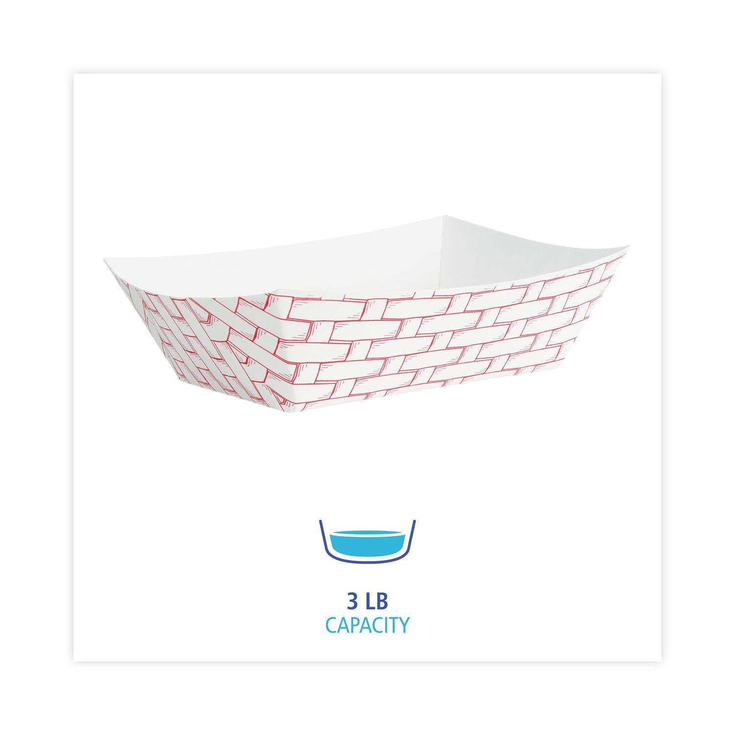 Boardwalk Paper Food Baskets, 3 lb Capacity, Red/White, 500/Carton