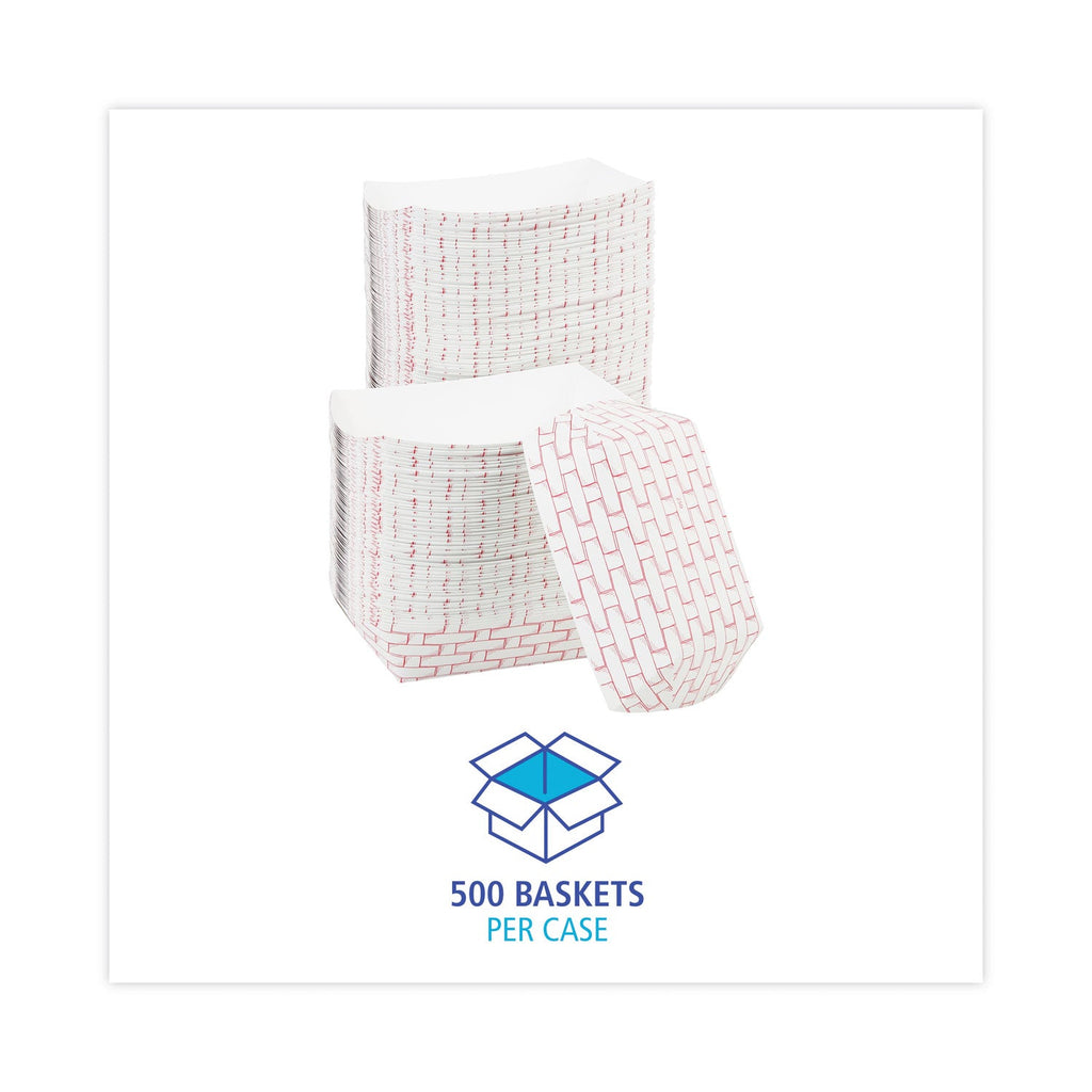 Boardwalk Paper Food Baskets, 1 lb Capacity, Red/White, 1,000/Carton