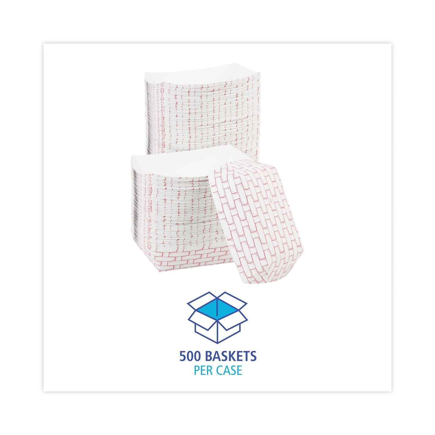 Boardwalk Paper Food Baskets, 1 lb Capacity, Red/White, 1,000/Carton
