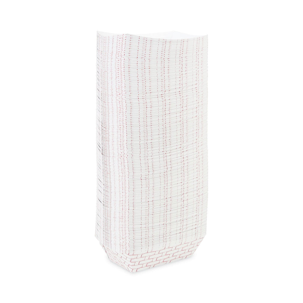 Boardwalk Paper Food Baskets, 3 lb Capacity, Red/White, 500/Carton