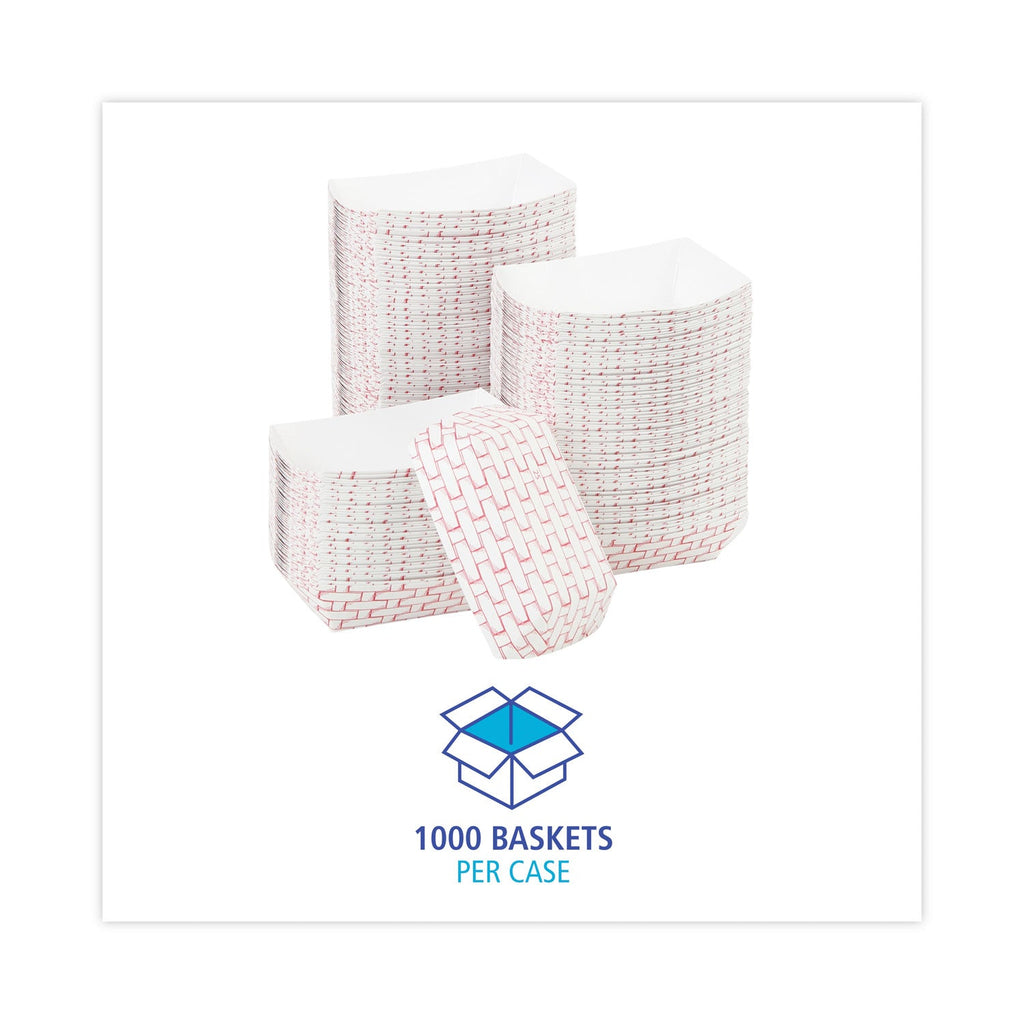 Boardwalk Paper Food Baskets, 0.25 lb Capacity, 2.69 x 1.05 x 4, Red/White, 1,000/Carton