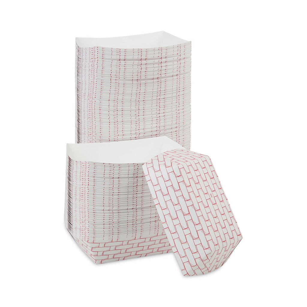Boardwalk Paper Food Baskets, 3 lb Capacity, Red/White, 500/Carton