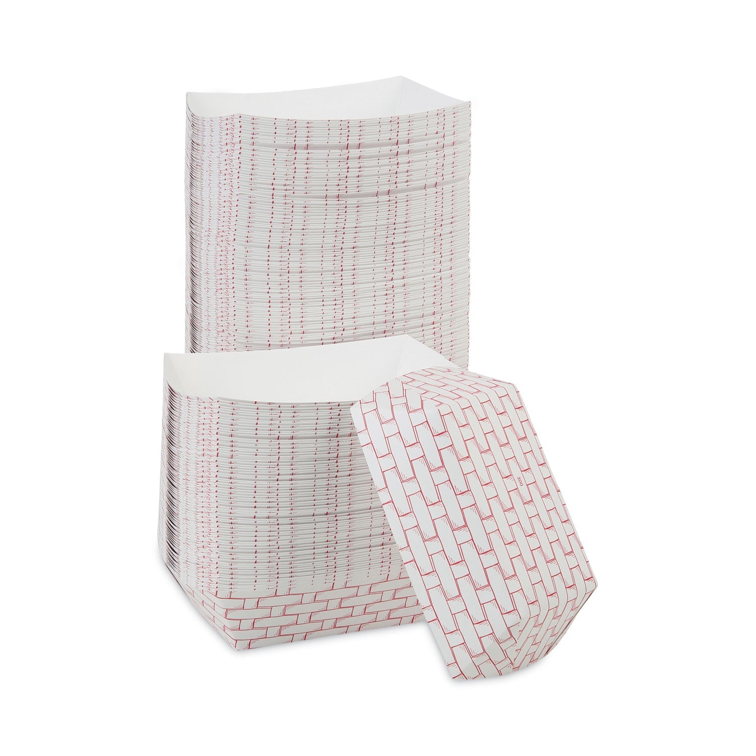 Boardwalk Paper Food Baskets, 3 lb Capacity, Red/White, 500/Carton