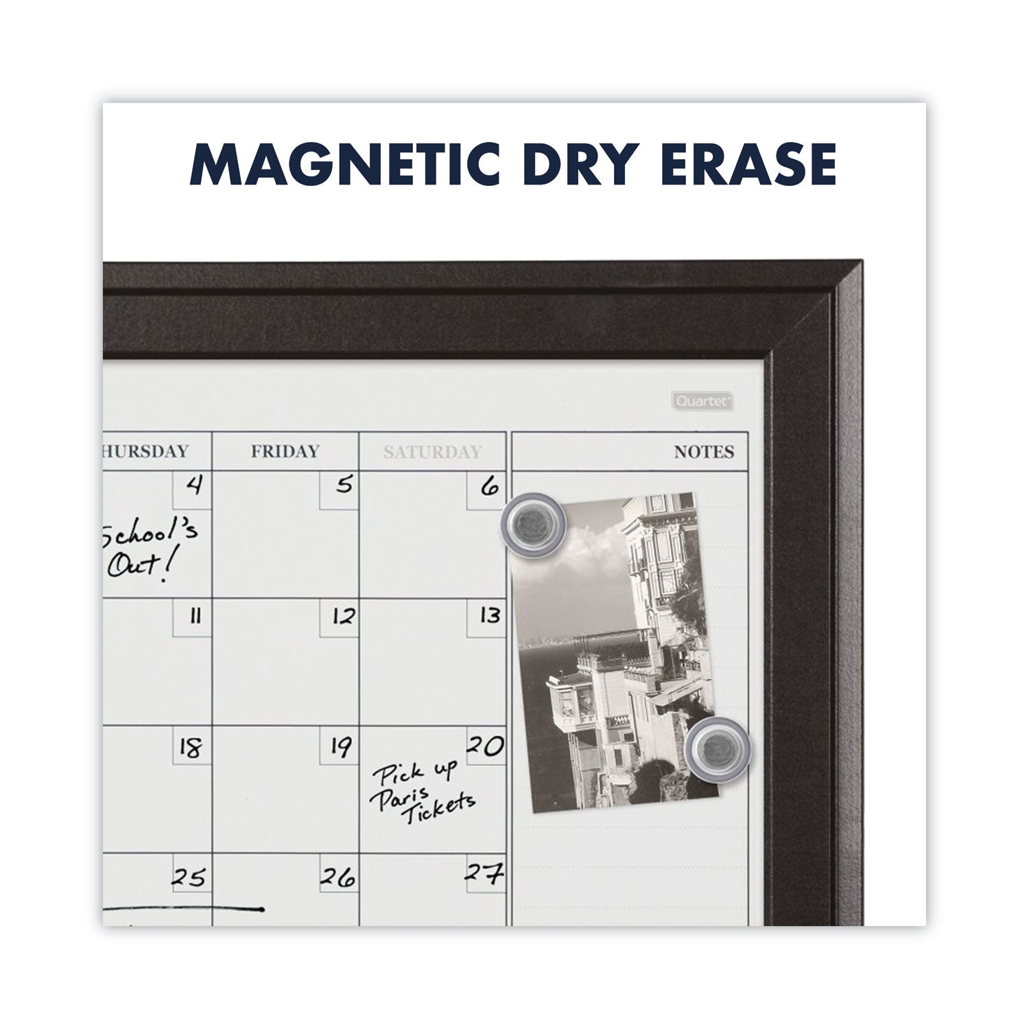 Quartet Home Decor Magnetic Combo Dry Erase with Cork Board on Bottom, 23 x 17, Espresso Wood Frame