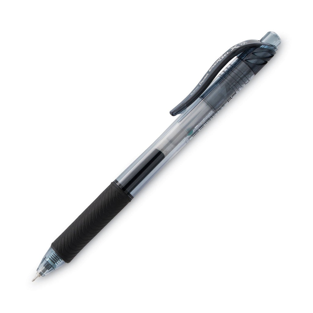 Pentel EnerGel-X Gel Pen, Retractable, Fine 0.5 mm Needle Tip, Black Ink, Black Barrel, Dozen