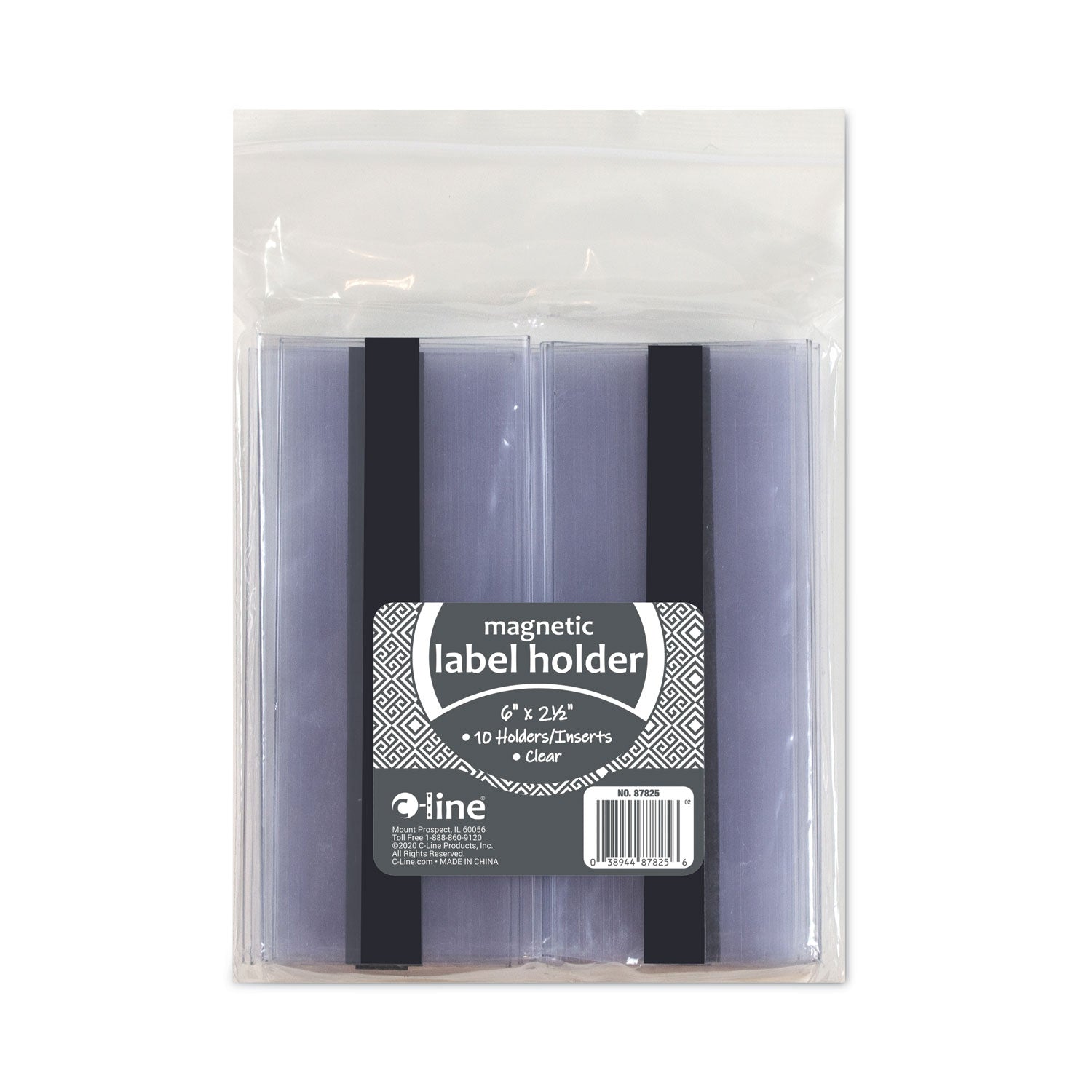 C-Line Clear Magnetic Label Holders, Side Load, 6 x 2.5, 10/Pack