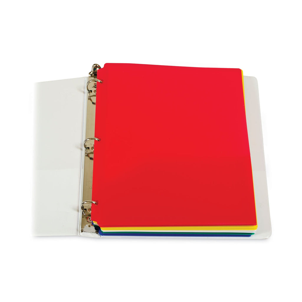 C-Line Two-Pocket Heavyweight Poly Portfolio Folder, 3-Hole Punch, 11 x 8.5, Assorted, 10/Pack