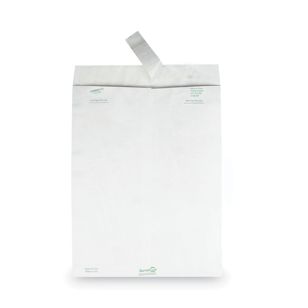 Survivor Lightweight 14 lb Tyvek Catalog Mailers, #13 1/2, Square Flap, Redi-Strip Adhesive Closure, 10 x 13, White, 50/Box