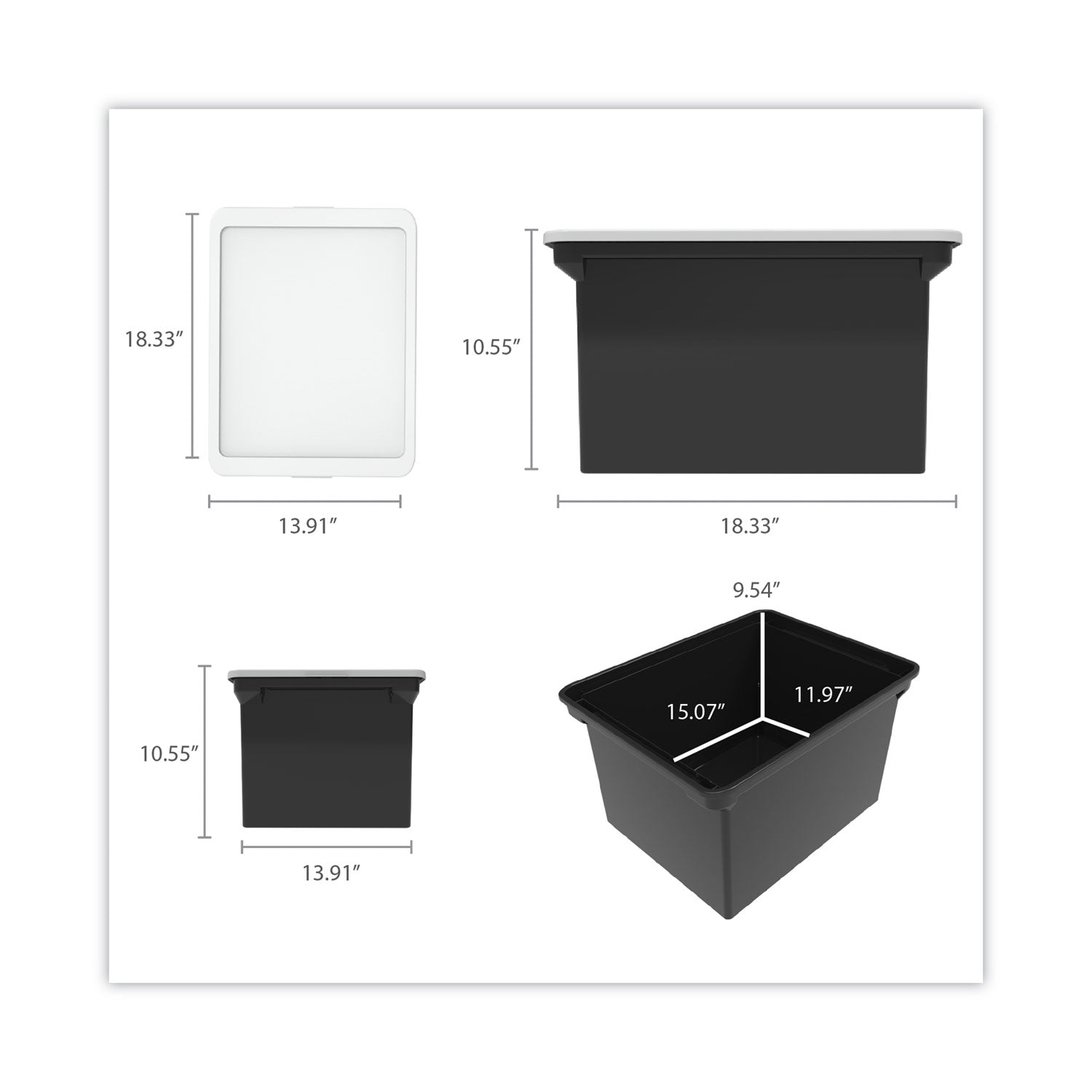 Storex Plastic File Tote, Letter/Legal Files, 18.5" x 14.25" x 10.88", Black/Clear