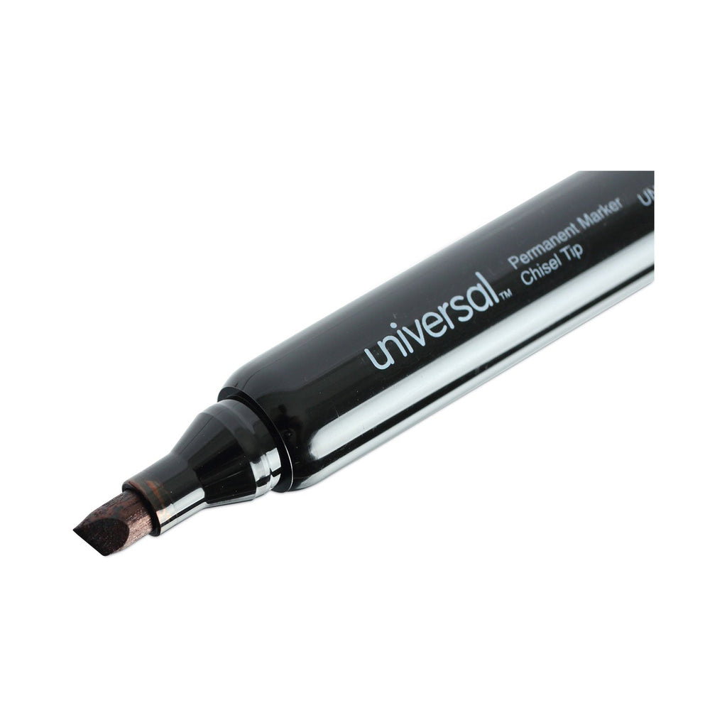 Universal Chisel Tip Permanent Marker Value Pack, Broad Chisel Tip, Black, 36/Pack