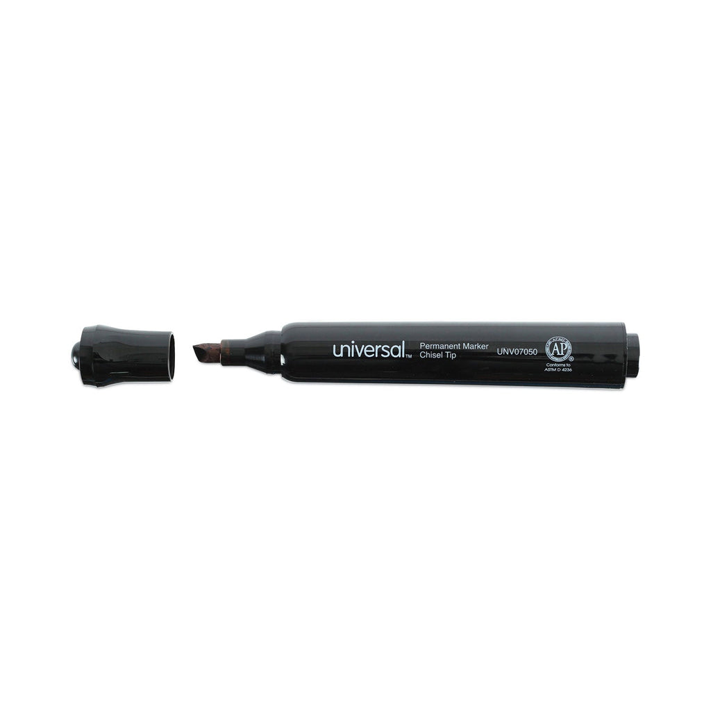 Universal Chisel Tip Permanent Marker Value Pack, Broad Chisel Tip, Black, 36/Pack