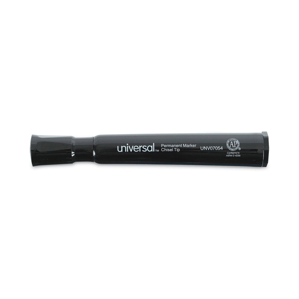 Universal Chisel Tip Permanent Marker Value Pack, Broad Chisel Tip, Black, 60/Pack