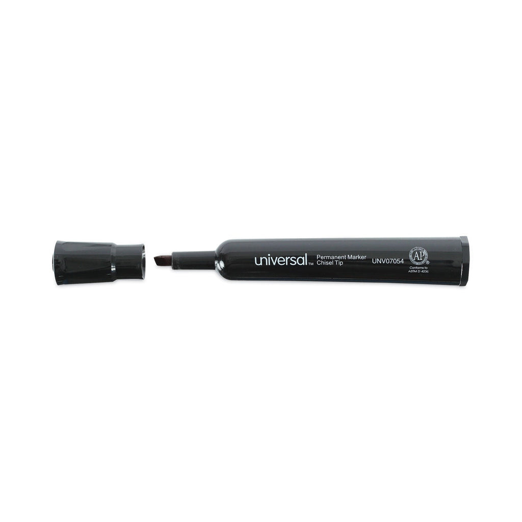 Universal Chisel Tip Permanent Marker Value Pack, Broad Chisel Tip, Black, 60/Pack
