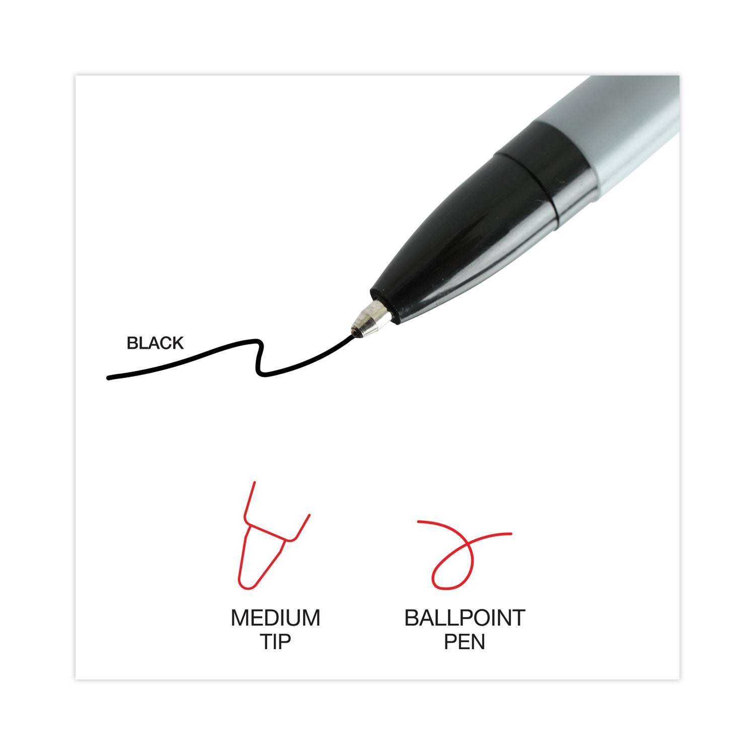 Universal Ballpoint Pen Value Pack, Stick, Medium 1 mm, Black Ink, Gray Barrel, 60/Pack