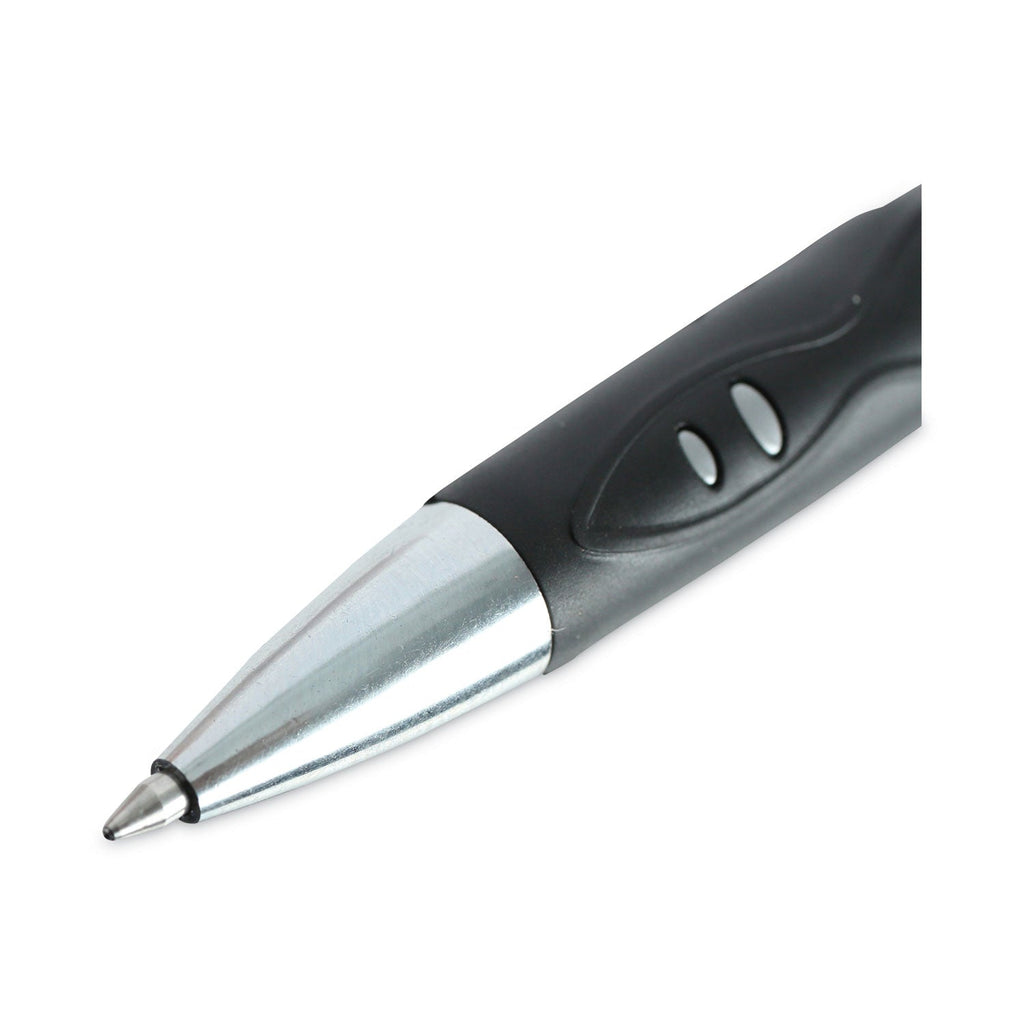 Universal Comfort Grip Gel Pen, Retractable, Medium 0.7 mm, Black Ink, Silver Barrel, Dozen