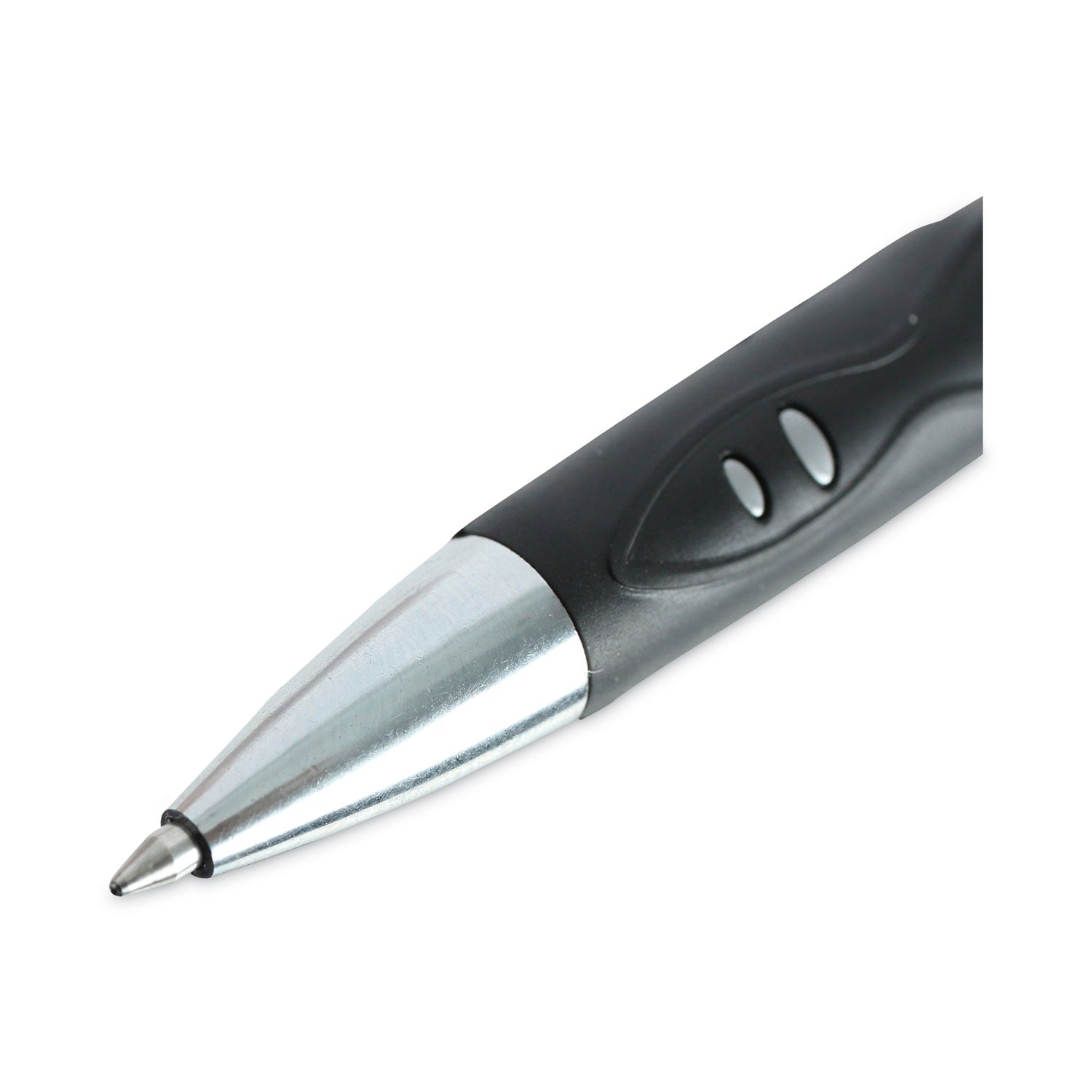 Universal Comfort Grip Gel Pen, Retractable, Medium 0.7 mm, Black Ink, Silver Barrel, Dozen