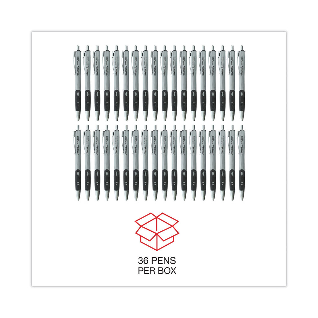 Universal Comfort Grip Gel Pen, Retractable, Medium 0.7 mm, Black Ink, Silver Barrel, 36/Pack