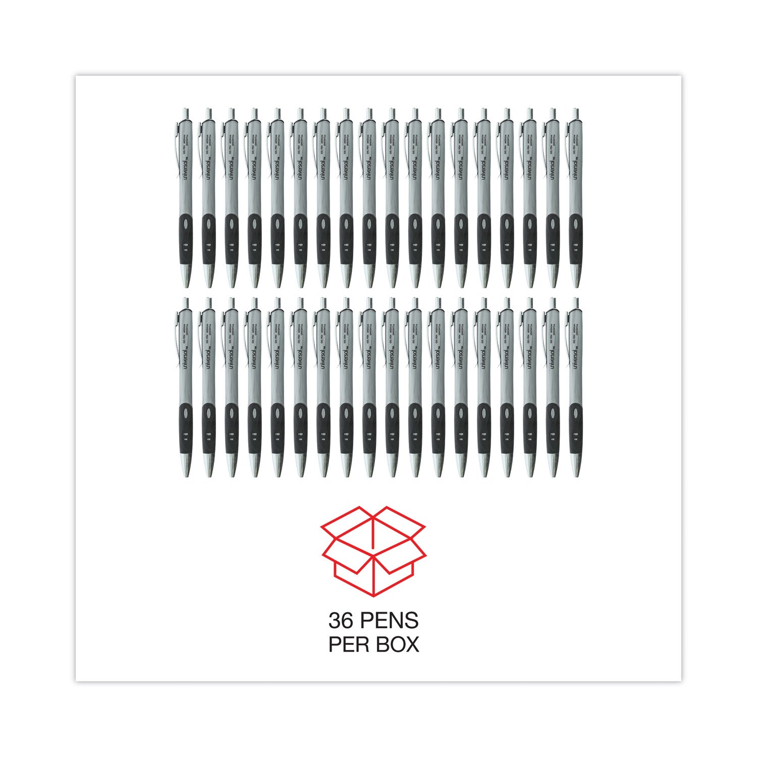 Universal Comfort Grip Gel Pen, Retractable, Medium 0.7 mm, Black Ink, Silver Barrel, 36/Pack