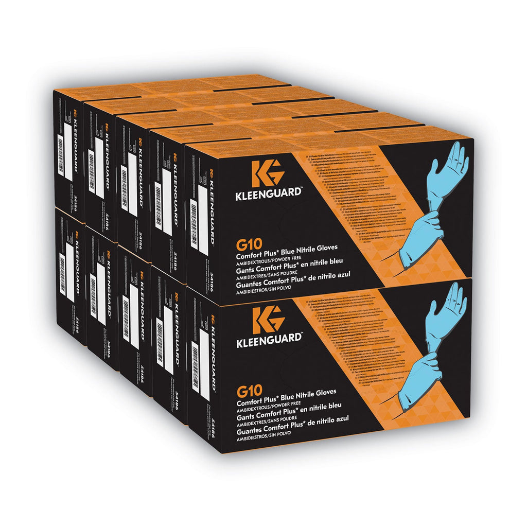 KleenGuard G10 Comfort Plus Blue Nitrile Gloves, Light Blue, Small, 100/Box