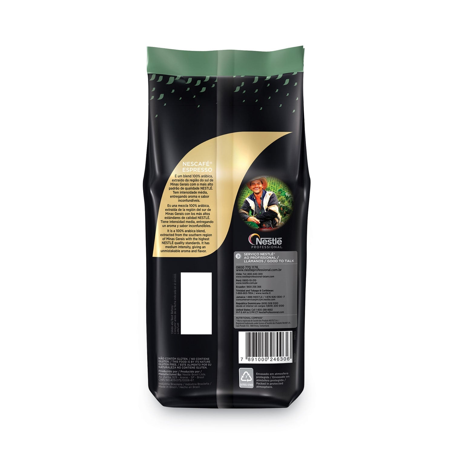 Nescafé Espresso Whole Bean Coffee, Arabica, 2.2 lb Bag, 6/Carton