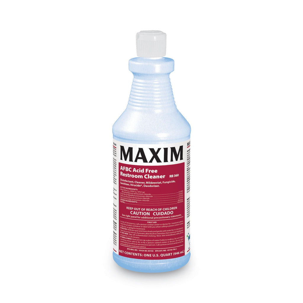 Maxim AFBC Acid-Free Restroom Cleaner, Safe-to-Ship, Fresh Scent, 32 oz Bottle, 6/Carton