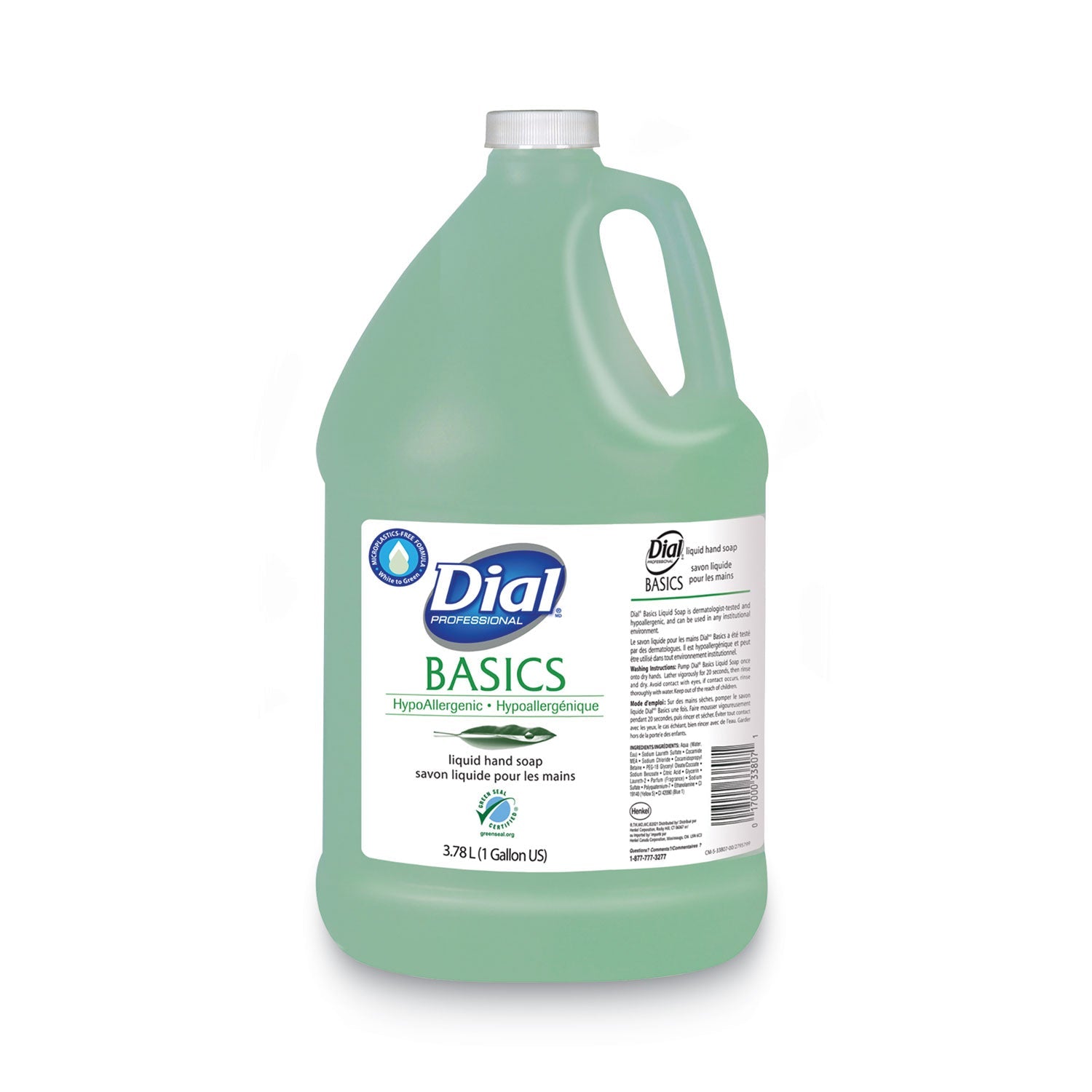 Dial Basics MP Free Liquid Hand Soap, Honeysuckle, 3.78 L Refill Bottle, 4/Carton