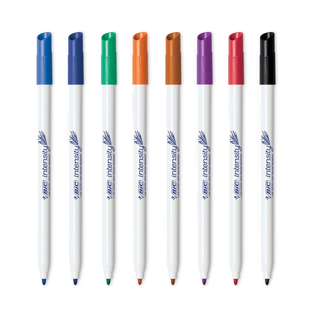 BIC Intensity Dry Erase Board/Markers Kit, 9 Markers/Dual-Sided Dry Erase Board, 7.8 x 11.8, White Surface, Plastic Blue Frame