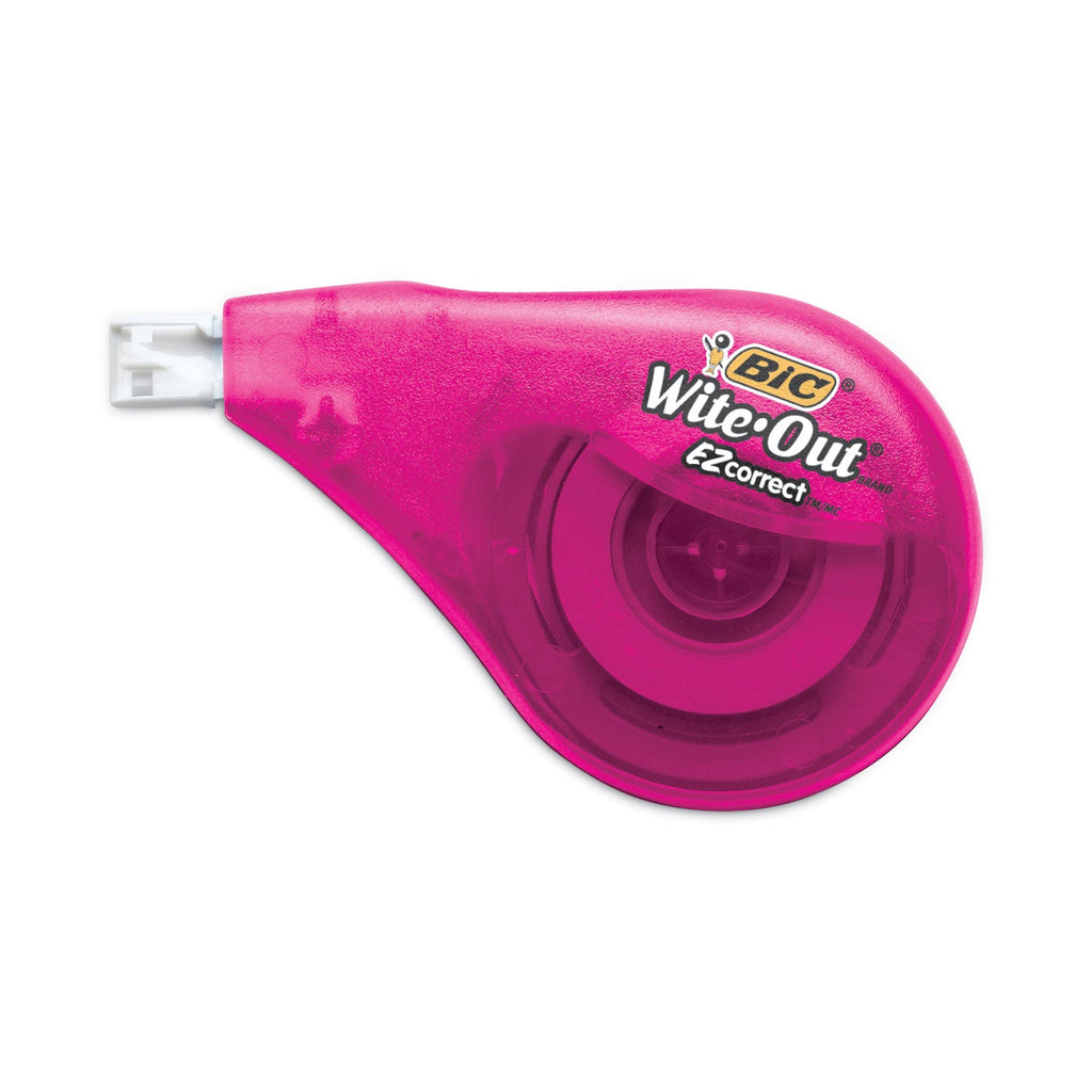 BIC Wite-Out EZ Correct Correction Tape, Non-Refillable, Blue/Yellow Applicators, 0.17" x 400", 4/Pack