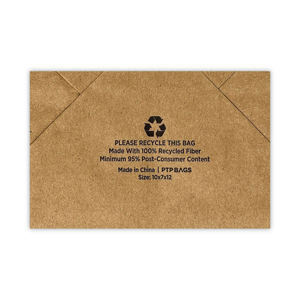 Prime Time Packaging Kraft Paper Bags, Bistro, 10 x 6.75 x 12, Natural, 250/Carton