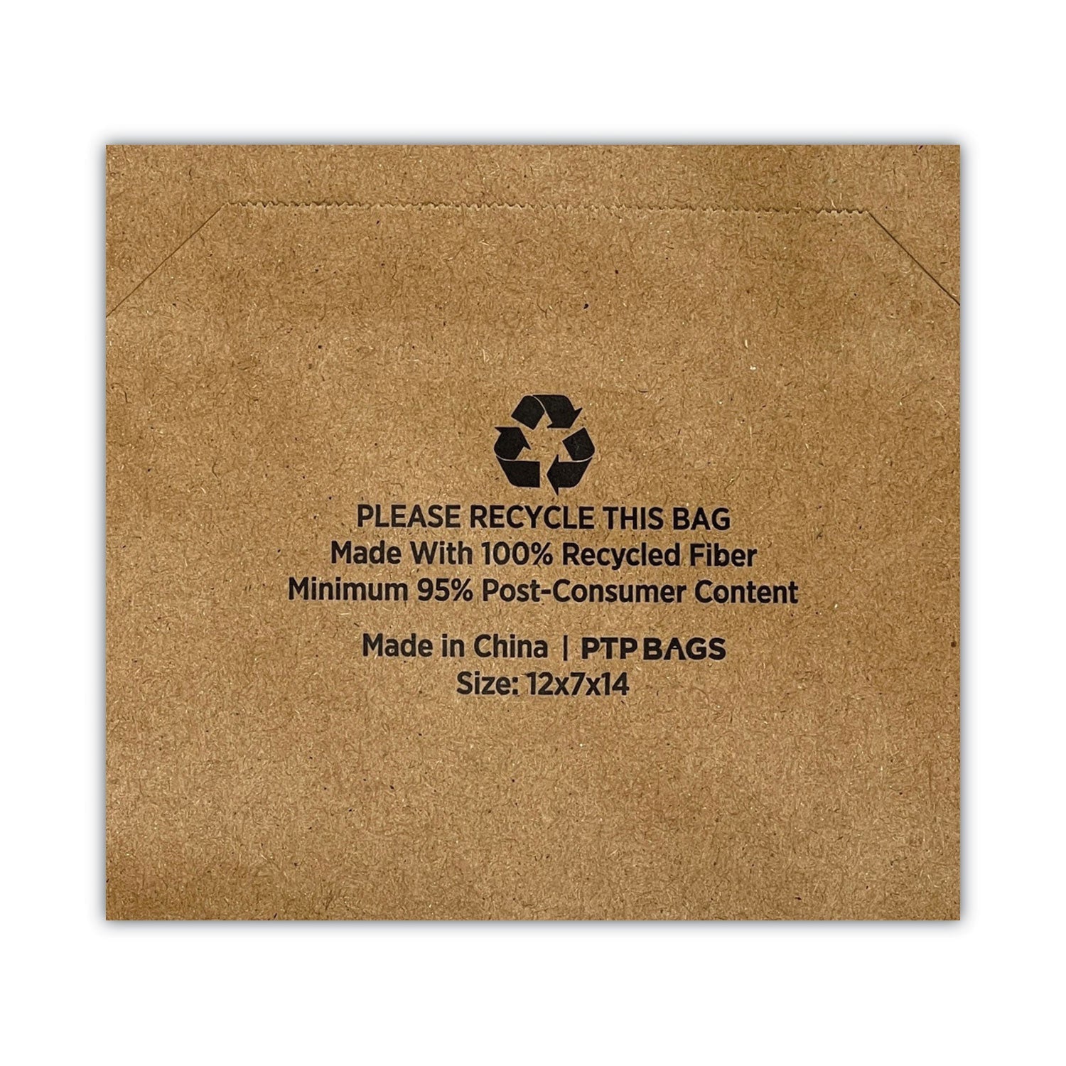 Prime Time Packaging Kraft Paper Bags, 1/7th BBL 12 x 7 x 14, Natural, 300/Bundle