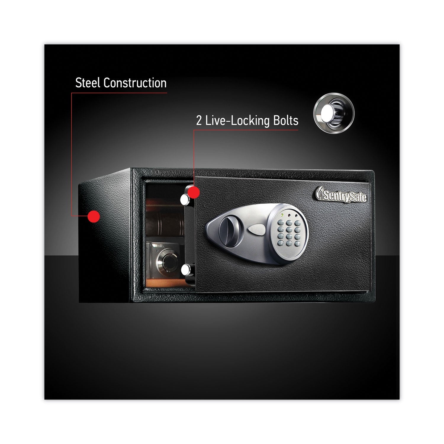 Sentry Electronic Lock Security Safe, 1 cu ft, 16.94w x 14.56d x 8.88h, Black
