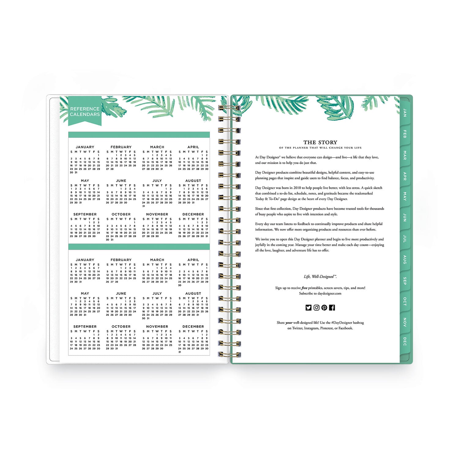Blue Sky Day Designer Palms Weekly/Monthly Planner, Palms Artwork, 8 x 5, Green/White Cover, 12-Month (Jan to Dec): 2023