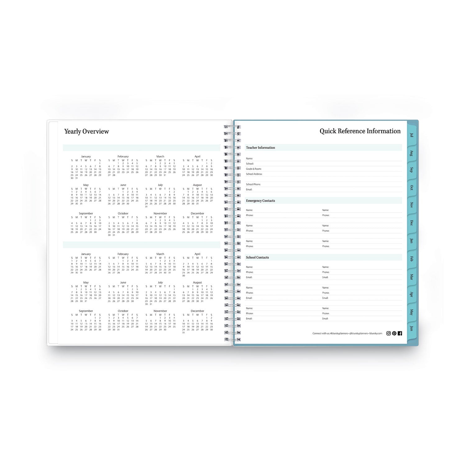 Blue Sky Teacher Dots Academic Year Create-Your-Own Cover Weekly/Monthly Planner, 11 x 8.5, 12-Month (July to June): 2022 to 2023