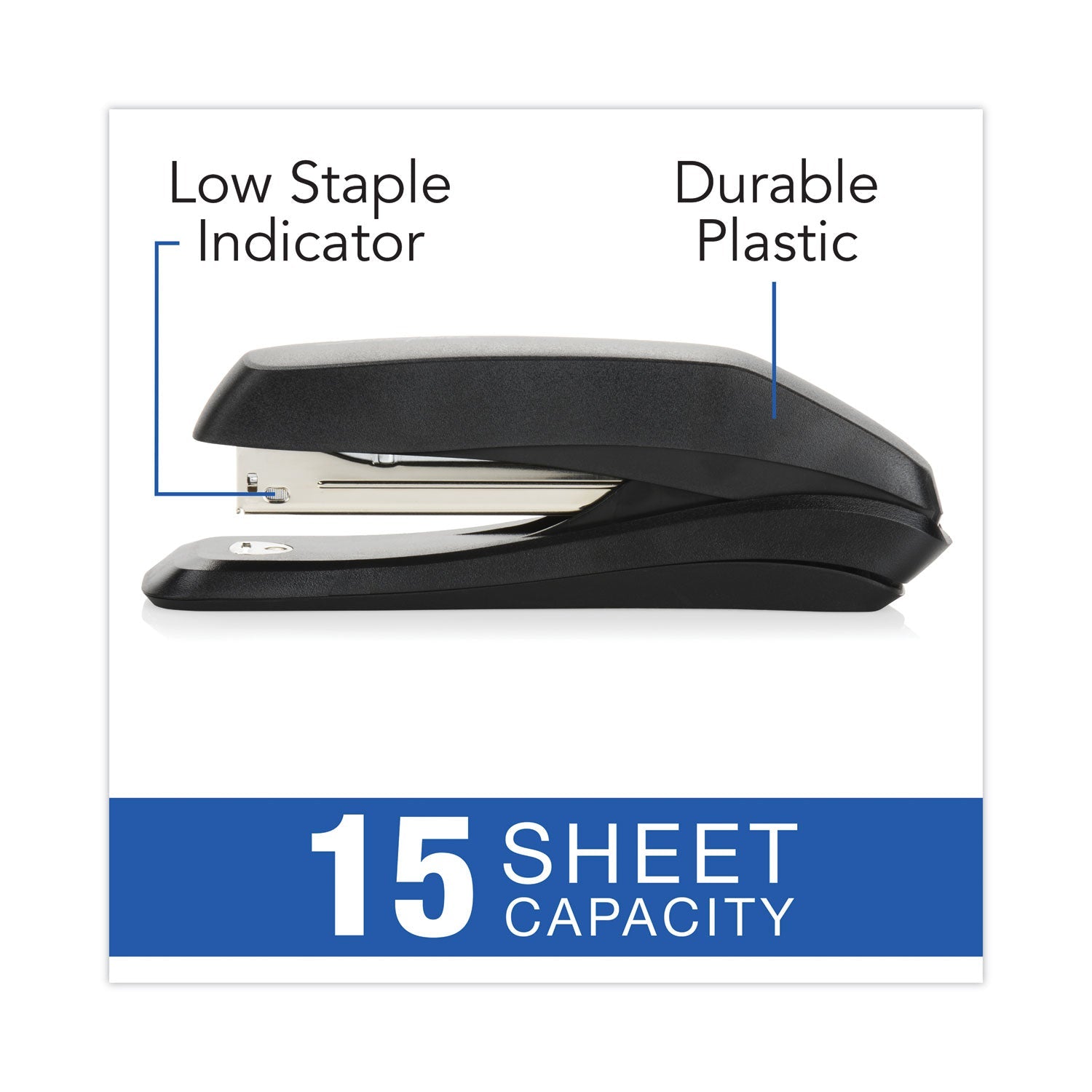 Swingline Standard Full Strip Desk Stapler, 15-Sheet Capacity, Black