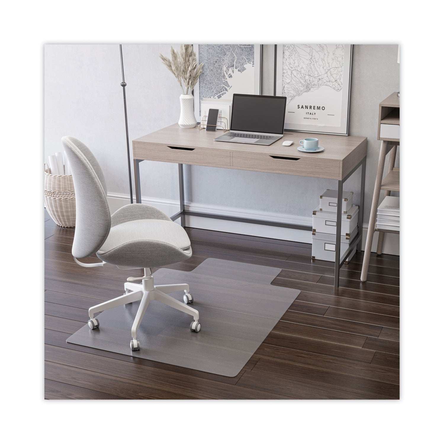 deflecto EconoMat All Day Use Chair Mat for Hard, Lip, 36 x 48, Low Pile, Smooth, Clear