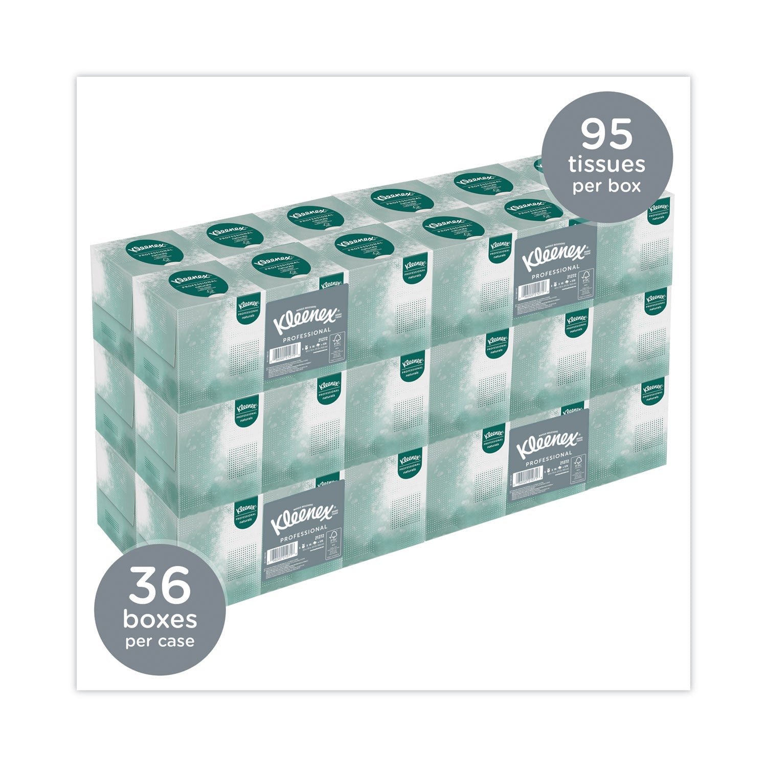 Kleenex Naturals Facial Tissue for Business, BOUTIQUE POP-UP Box, 2-Ply, White, 90 Sheets/Box, 36 Boxes/Carton
