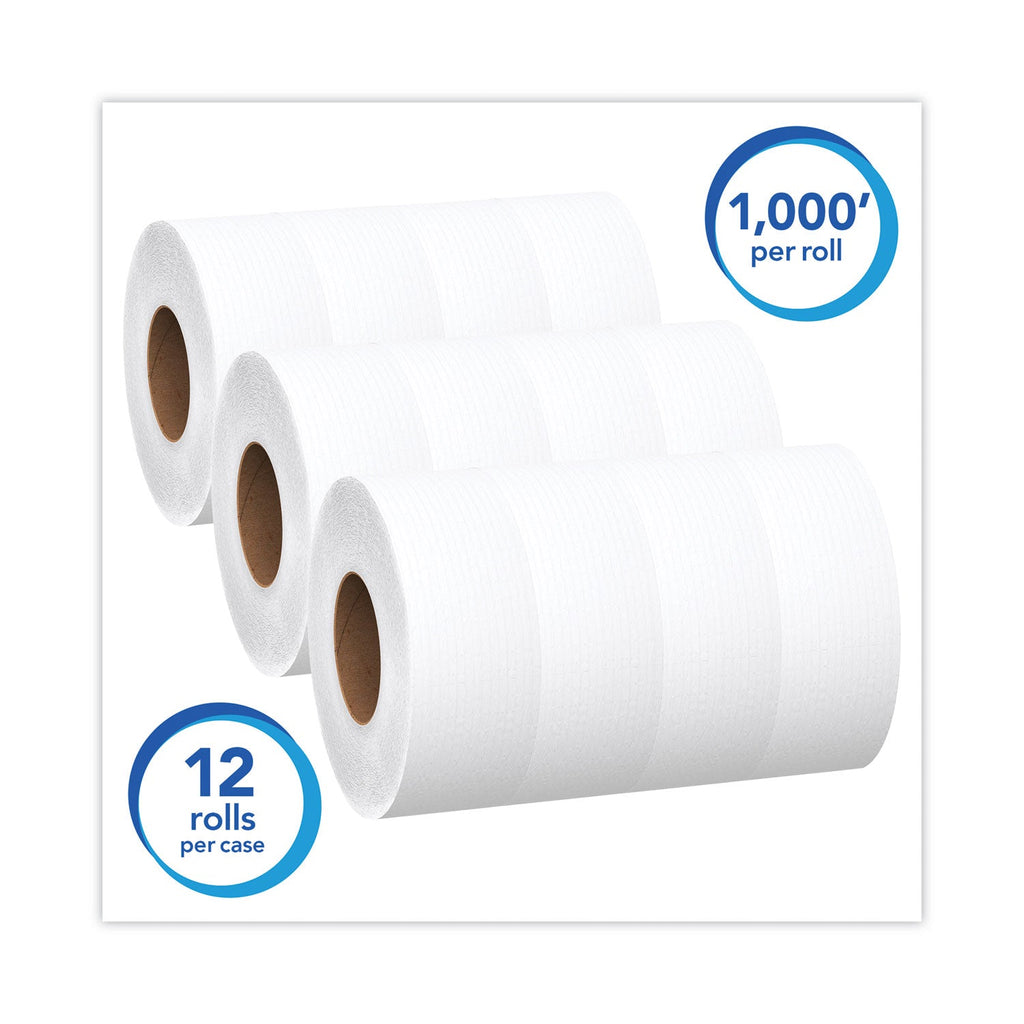 Scott Essential 100% Recycled Fiber JRT Bathroom Tissue for Business, Septic Safe, 2-Ply, White, 3.55" x 1,000 ft, 12 Rolls/Carton