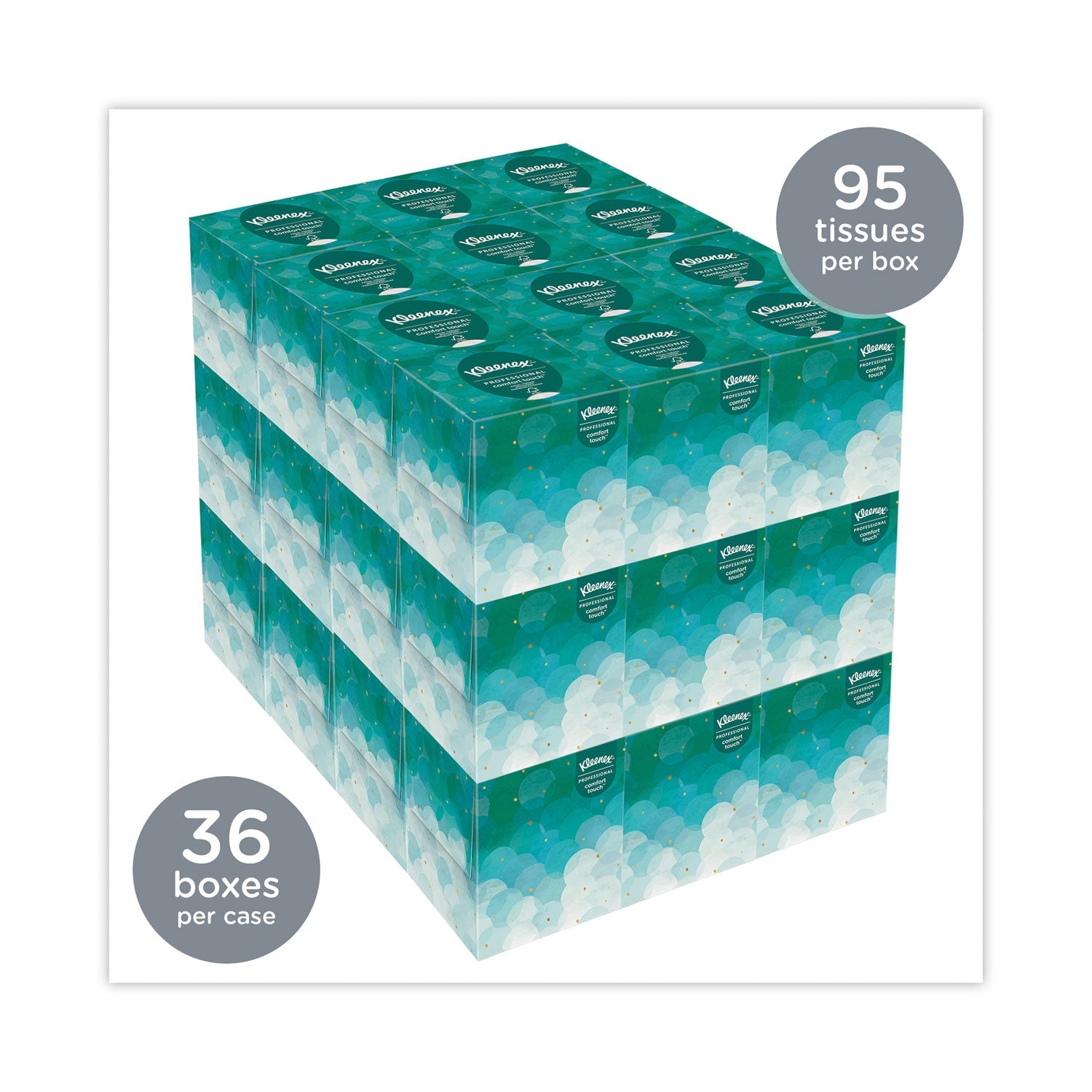Kleenex Boutique White Facial Tissue for Business, Pop-Up Box, 2-Ply, 95 Sheets/Box, 36 Boxes/Carton