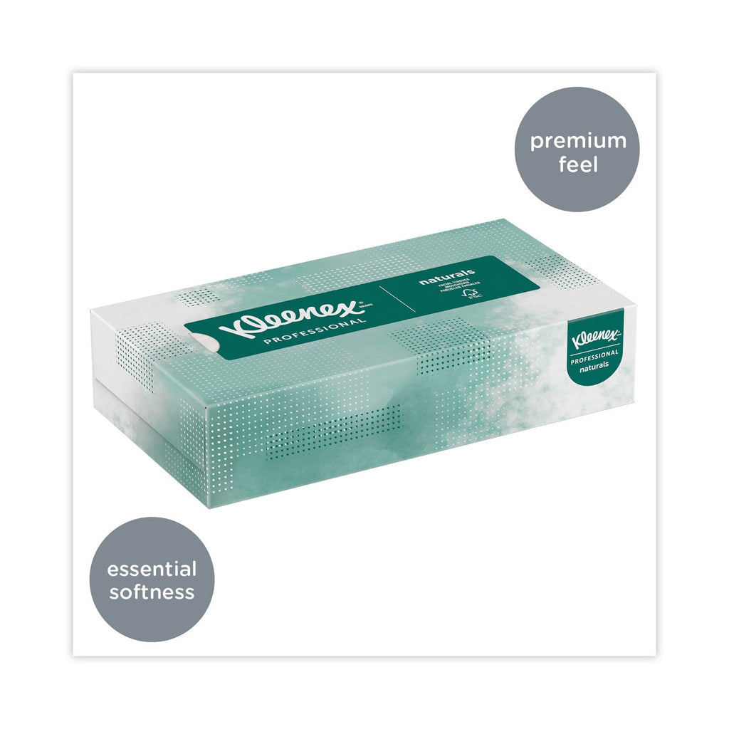 Kleenex Naturals Facial Tissue for Business, Flat Box, 2-Ply, White, 125 Sheets/Box, 48 Boxes/Carton