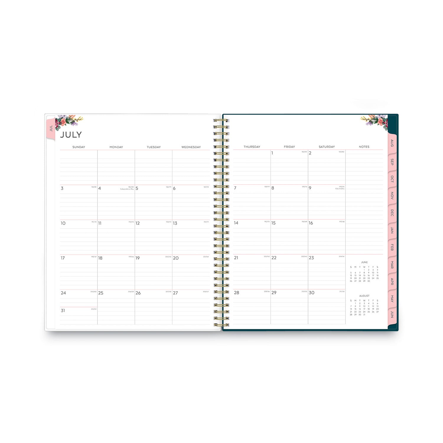 Blue Sky Greta Academic Year Weekly/Monthly Planner, Greta Floral Artwork, 11.5 x 8, Green Cover, 12-Month (July-June): 2022-2023