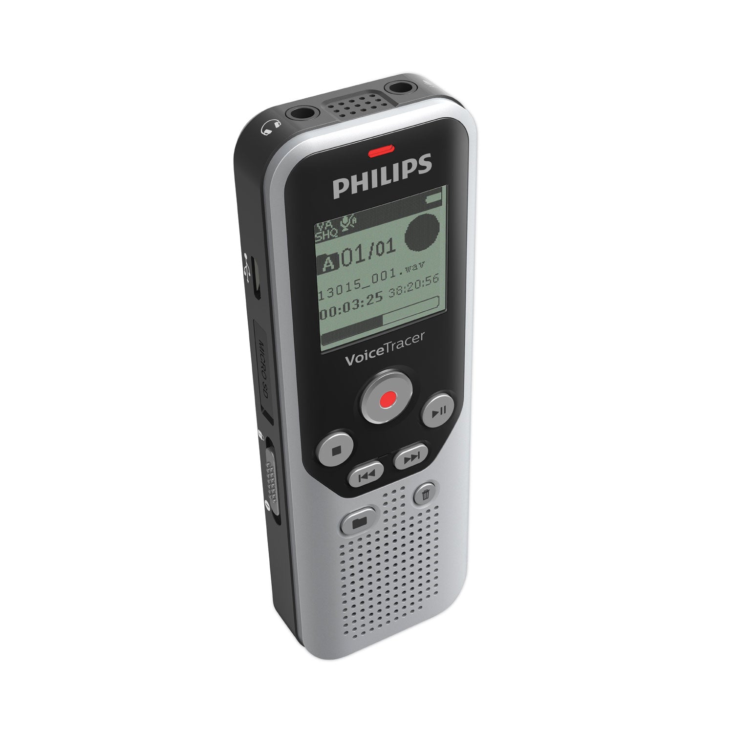 Philips Voice Tracer DVT1250 Audio Recorder, 8 GB, Black/Silver