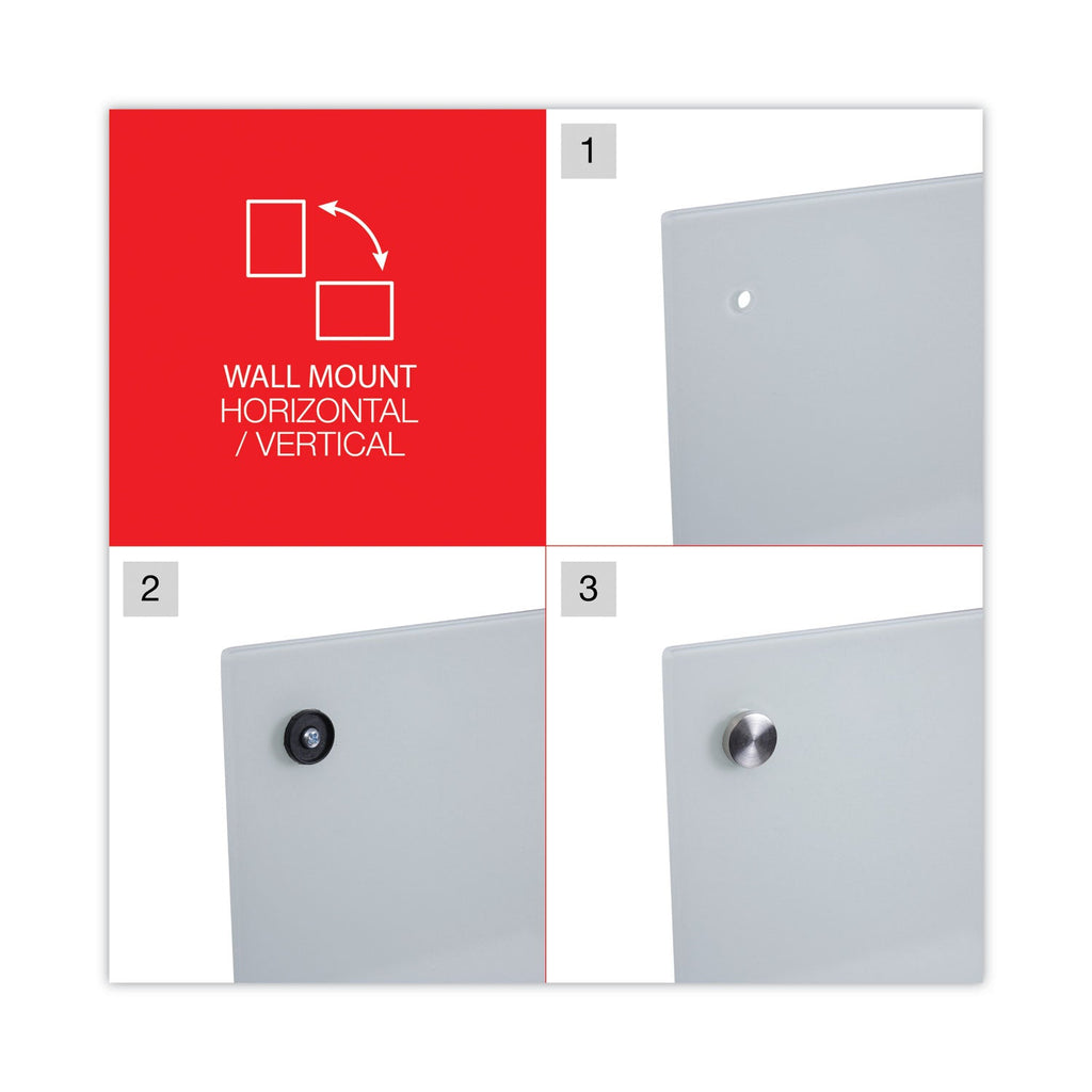 Universal Frameless Glass Marker Board, 48" x 36", White