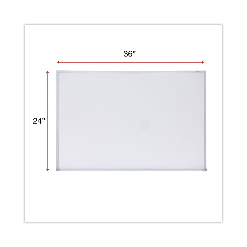 Universal Dry Erase Board, Melamine, 36 x 24, Satin-Finished Aluminum Frame