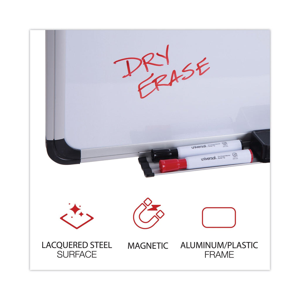 Universal Magnetic Steel Dry Erase Board, 36 x 24, White, Aluminum Frame