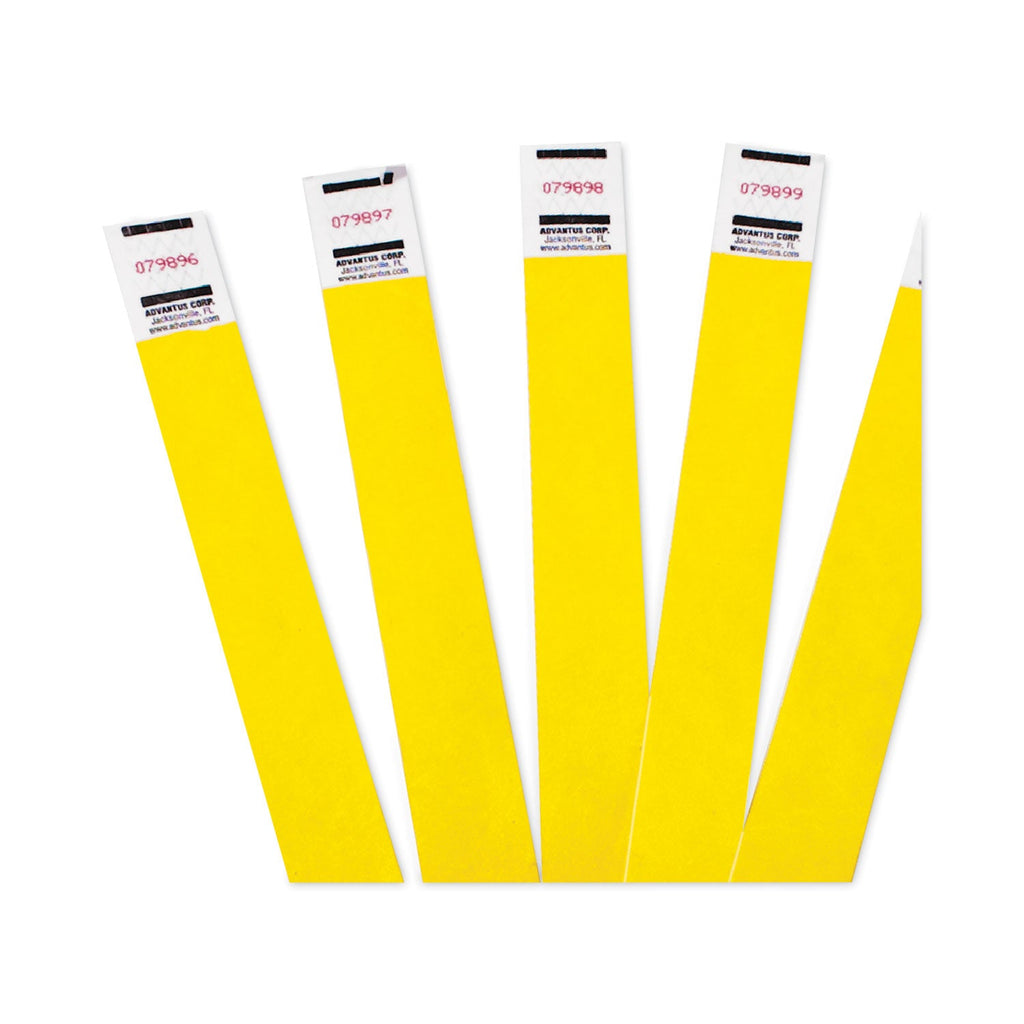 Advantus Crowd Management Wristbands, Sequentially Numbered, 9.75" x 0.75", Yellow, 500/Pack