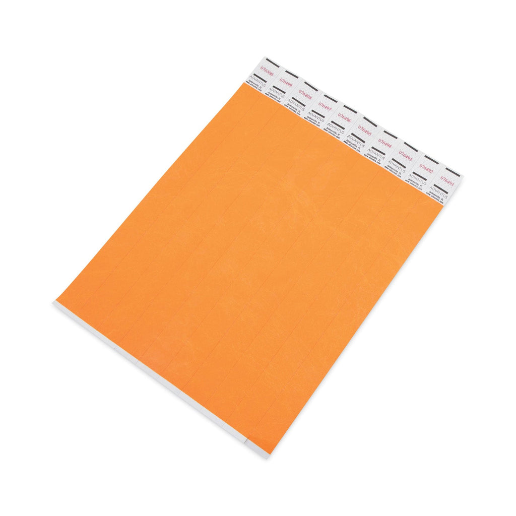Advantus Crowd Management Wristbands, Sequentially Numbered, 9.75" x 0.75", Neon Orange, 500/Pack