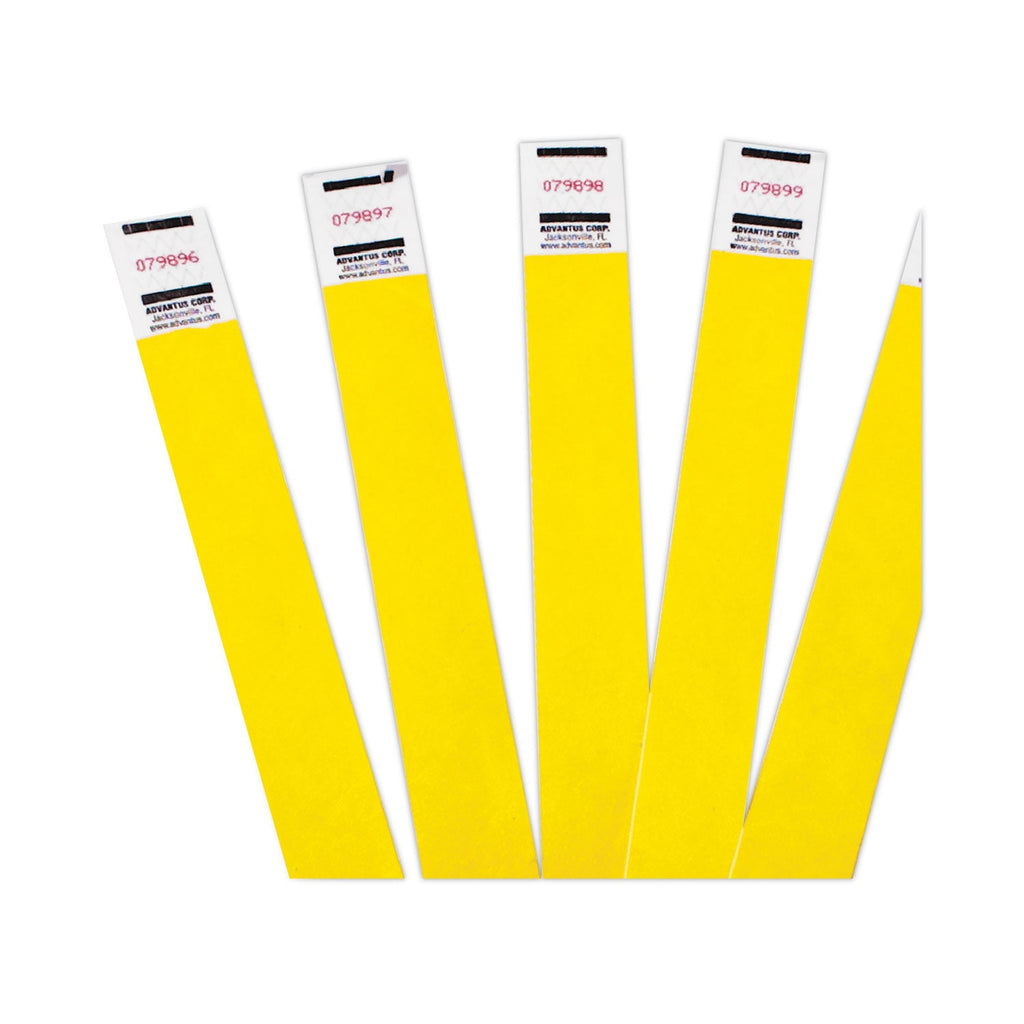 Advantus Crowd Management Wristbands, Sequentially Numbered, 9.75" x 0.75", Neon Yellow,500/Pack