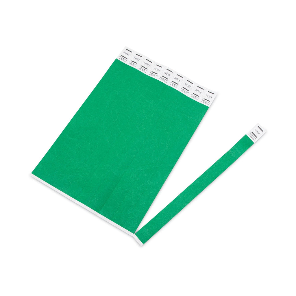 Advantus Crowd Management Wristbands, Sequentially Numbered, 10" x 0.75", Green, 100/Pack