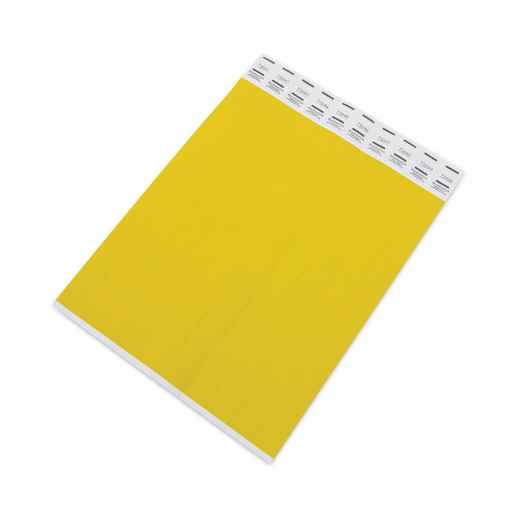 Advantus Crowd Management Wristbands, Sequentially Numbered, 10" x 0.75", Yellow, 100/Pack