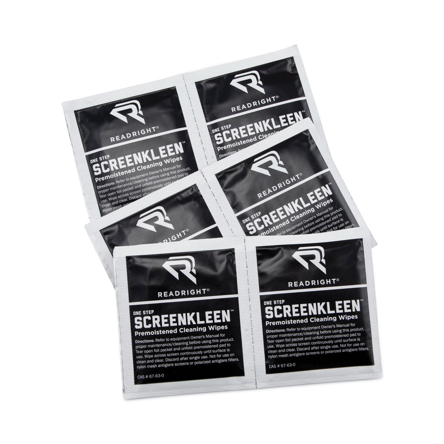 Read Right OneStep CRT Screen Cleaning Pads, 5 x 5, Cloth, White, 100/Box